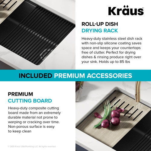Kraus 30 in. KRAUS Bellucci Workstation Undermount Granite Composite Single Bowl Kitchen Sink